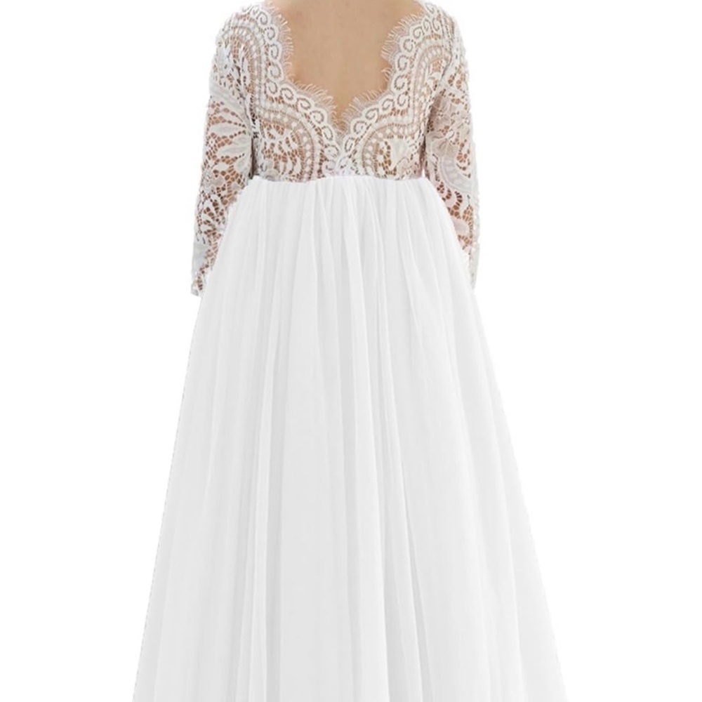 Girls White Dress Formal Wedding Flower Girl